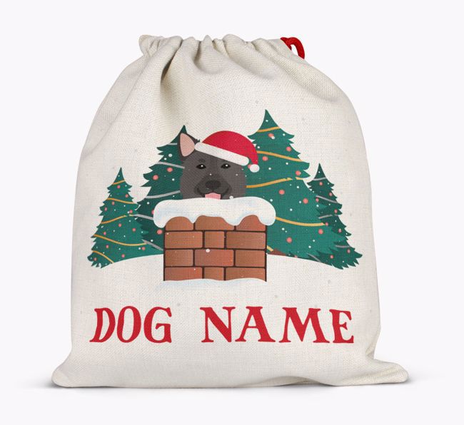 Peeking Dog with Santa Hat: Personalized {breedFullName} Santa Sack 